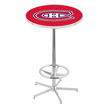 Holland Bar Stool Co 42" Chrome Montreal Canadiens Pub Table L216C4228MonCan